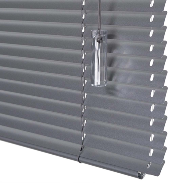 Aluminum Venetian blinds with metal rod.