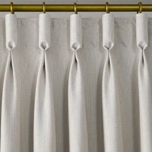 White curtain with gold trim on rod, Goblet Pleat Curtains